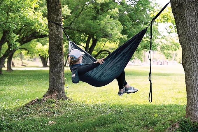 ENO TravelNest Hammock &amp Straps Combo - Portable Hiking and Camping Hammock with Straps Included - Travel Hammock for Camping Hiking Backpacking a Festival or The Beach - Marine