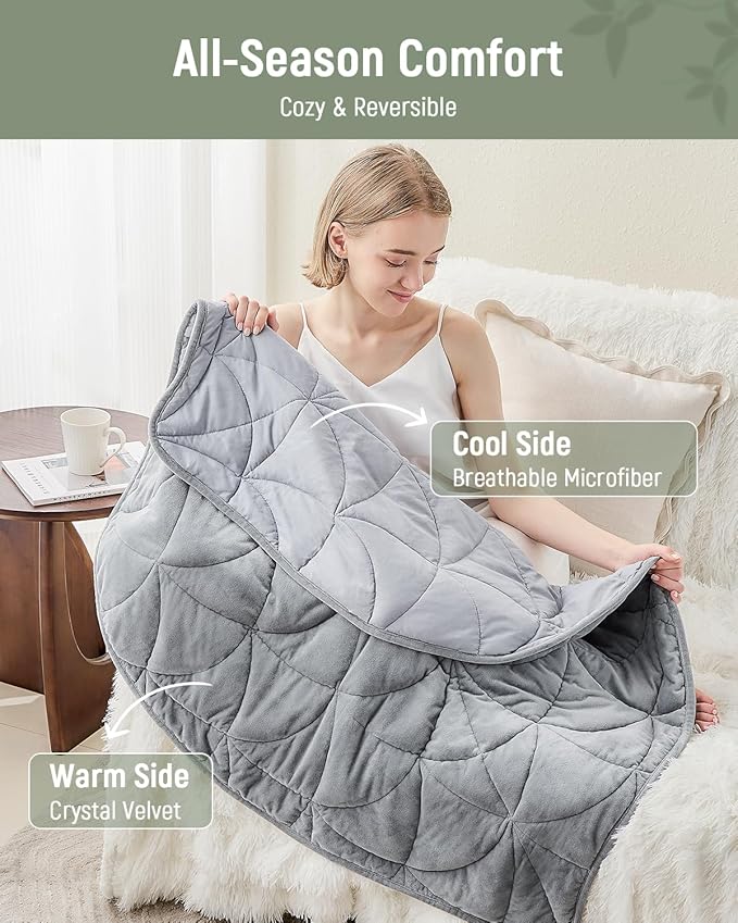 Weighted Lap Blanket 7 lbs for Adults Luxury Soft Small Weighted Blanket Compact Portable Weighted Lap Pad for Relaxation Sleeping Travel All-Season Use Light Grey 40 x 52