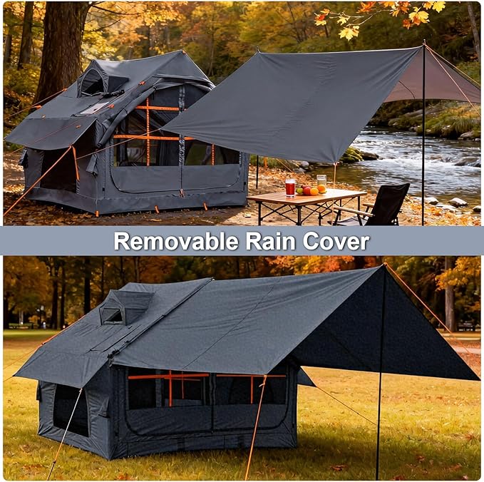 Inflatable Camping Tent2/4/6/8 Person Glamping Inflatable Tents with Awning Quick Setup Blow Up Tents with Pump Waterproof Oxford Inflatable House for Camping Air Glamping Hot Tents for Adult
