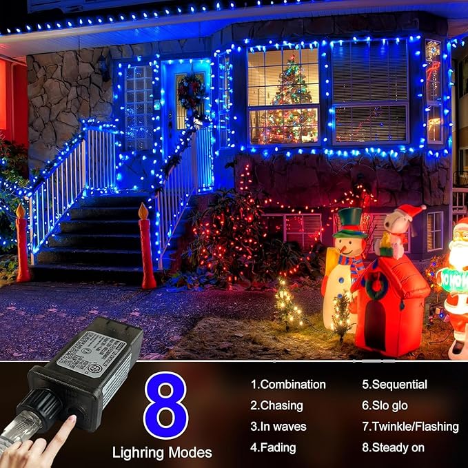 Outdoor Fairy Lights Waterproof Plug in String Lights with 8 Modes Timer 392Ft 1200 Twinkle LED Outdoor &amp Indoor Decor for Girl's Bedroom/Garden/Patio/Yard/Wedding/Holiday Party