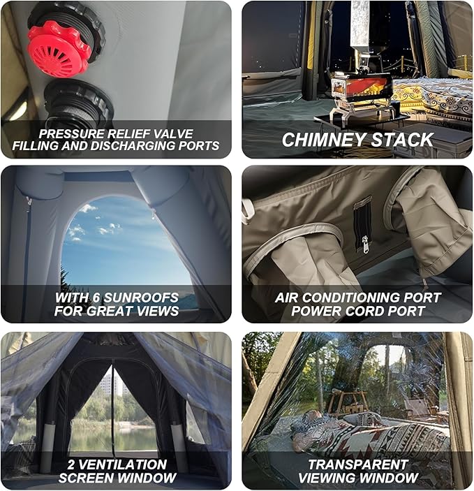 Inflatable Tents for Camping Large Inflatable Camping Tent with Hand Pump Easy Setup Tents for 4-6 People Portable Glamping Tent