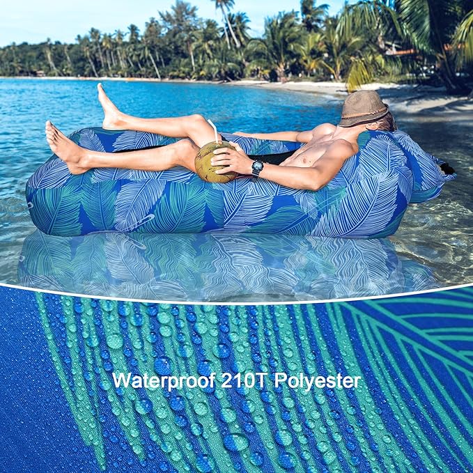 Inflatable Couch Air Lounger for Adults Ultralight Portable Blow up Couch Air Sofa Inflatable Beach Lounger Bed for Camping Hiking Festival Backyard Lawn No Pump Required