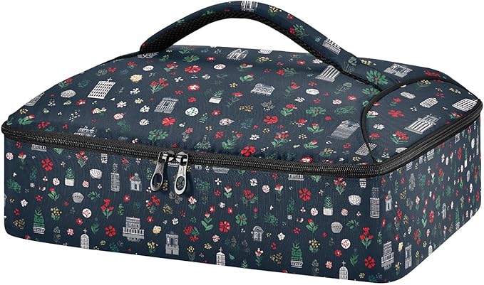 Casserole Carrier Pattern Italian SymbolsInsulated Casserole Carrier for Hot or Cold Food Thermal Lunch Tote for Potluck Parties Picnic Beach Fits 9 x 13 Inches Baking Dish