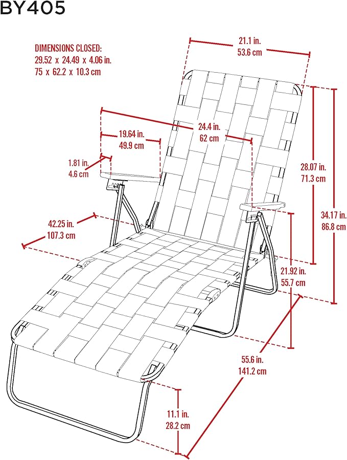 Camp &amp GO 4-Position Folding Web Lawn Chair Outdoor Lounger Multi