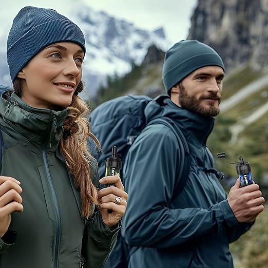 Mini Straw Water Filter - Portable Water Filter Personal Water Filtration System Water Purifier Straw Outdoor Emergency and Survival Gear for Hiking Camping Accessories and Travel (4PCS)