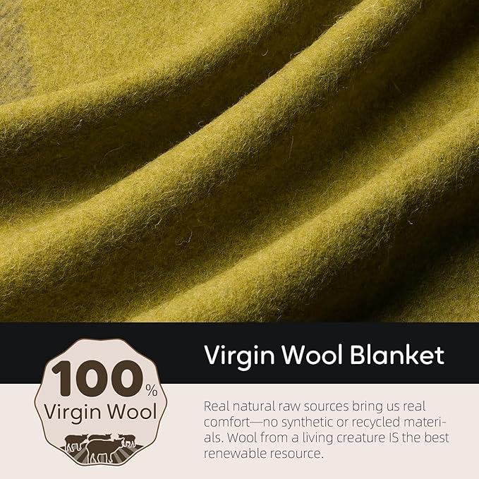 100% Wool Blanket 62 x 86 Warm Thick Washable Military Wool Blanket Great for Camping Outdoors Sporting Events Survival Kits