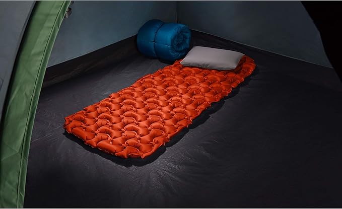 Coleman Kompact Inflatable Camp Sleeping Pad with Built-in Air Valve and Included Carry Bag No Pump Needed Textured Grip Bottom Keeps Pad in Place Premium/Basic