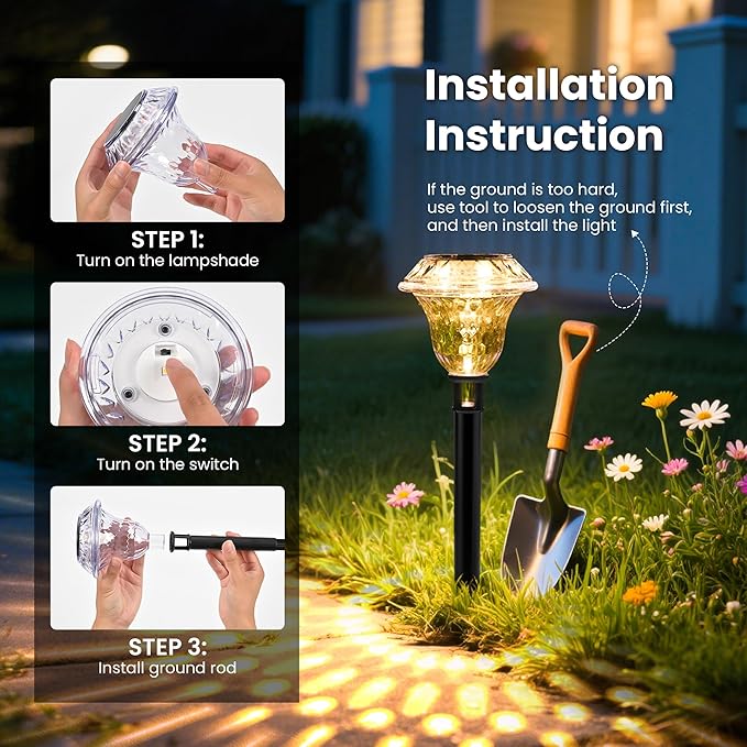 Solar Pathway Lights Garden Decor for Yard Solar Garden Lights for Outside Waterproof Landscape Lighting Garden Decorative for Walkway Driveway Yard Landscape Lawn (8 Pack Warm White)