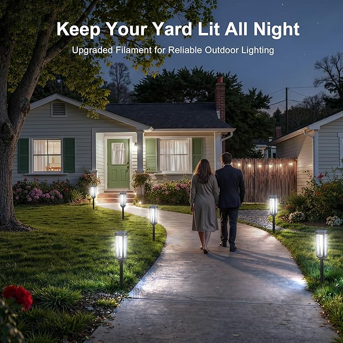 Solar Pathway Lights Outdoor6 Pack Cool Garden Lights Solar Powered Waterproof IP65Auto On/Off Outdoor Light for Lawn Patio Walkway Driveway Decor Landscape Lighting
