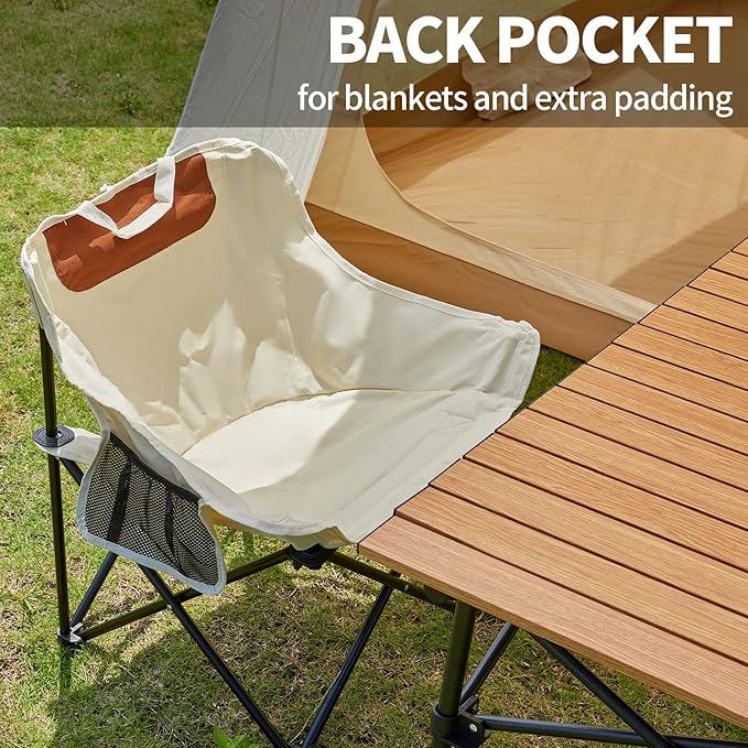 SHANQUAN 2 Pack Folding Camping Chair Compact Camp ChairOutdoor Lawn Portable Lightweight Backpacking Chair with Carrying Bag for Outdoor CampTravelBeachPicnicFishing Hiking (Beige)