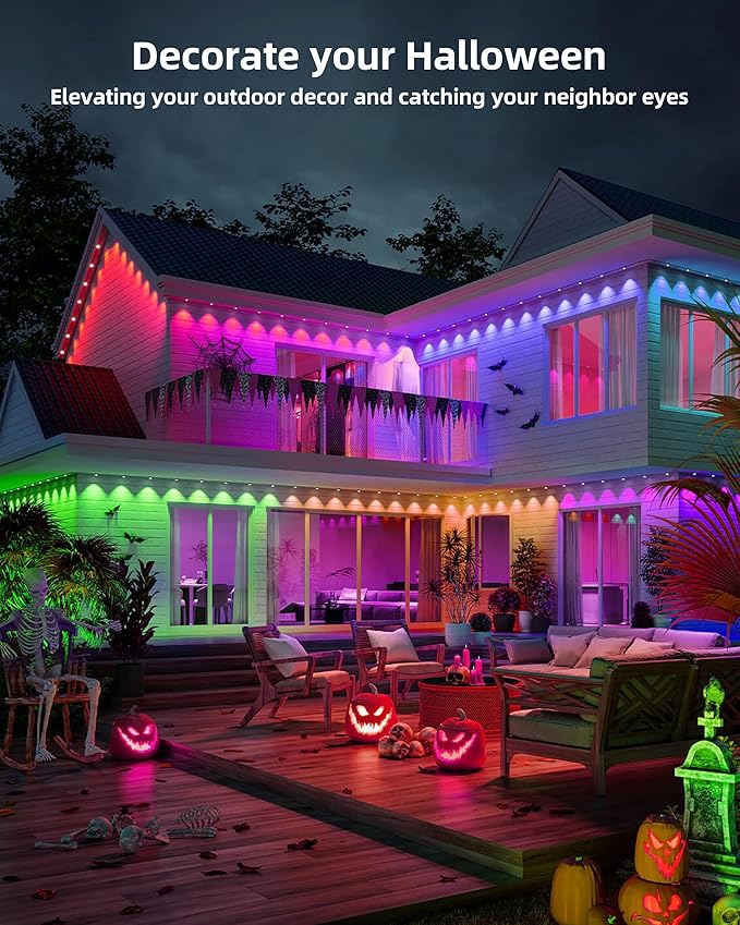 Permanent Outdoor Lights 63.6ft with 36 RGBIC LED Light with App Control Waterproof Permanent Christmas Lights for Outside Roofline Decor Garden Decor HouseParty Holiday Xmas Decoration