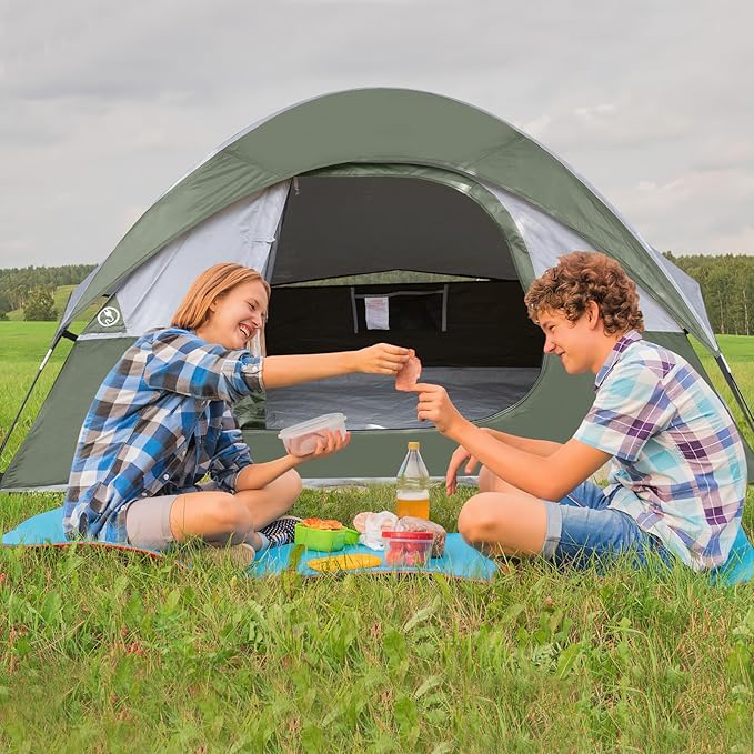 Camping Tent 2-4 Person Waterproof Windproof Tent with Rainfly Easy Set up-Portable Dome Tents for Camping…