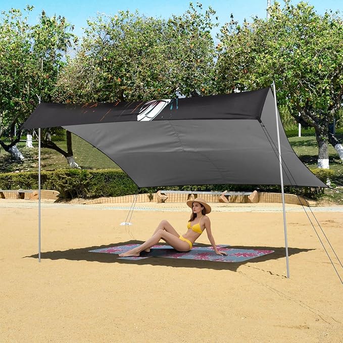 Camping Sun Shelters Colorful Watercolor Ice Hockey Player Beach Canopy 126 * 110.2in