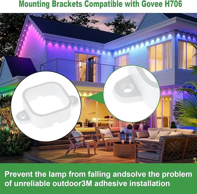 80 Pack Mounting Brackets for Govee H706/H706 Pro Permanent Outdoor Lights Light Clips Mounting Brackets Compatible with Govee H706A H706B H706C