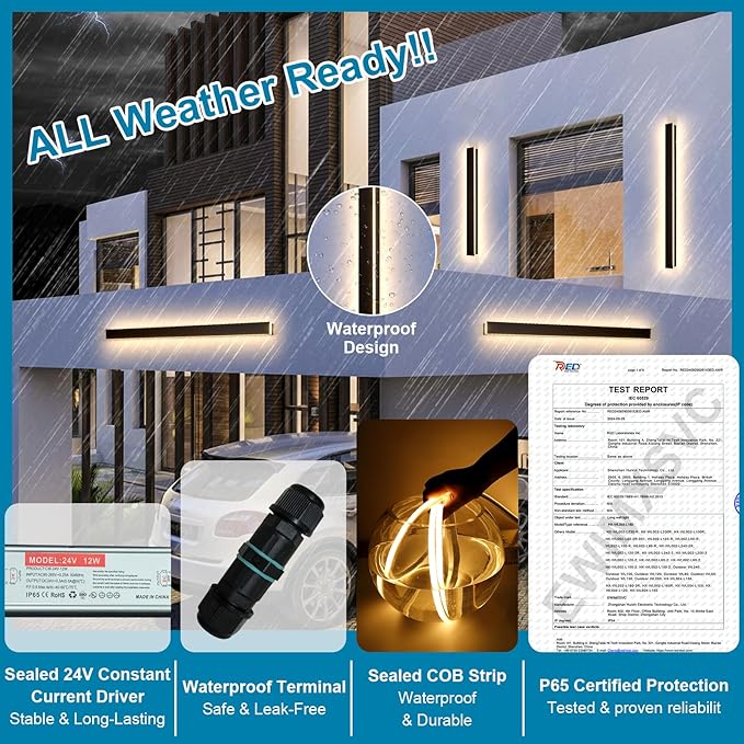 Modern Outdoor Wall Light 59 Long Outdoor LED Wall Lights 3000K Outdoor Sconce Lights IP65 Waterproof Exterior Wall Mounted Light Fixture for House Garage
