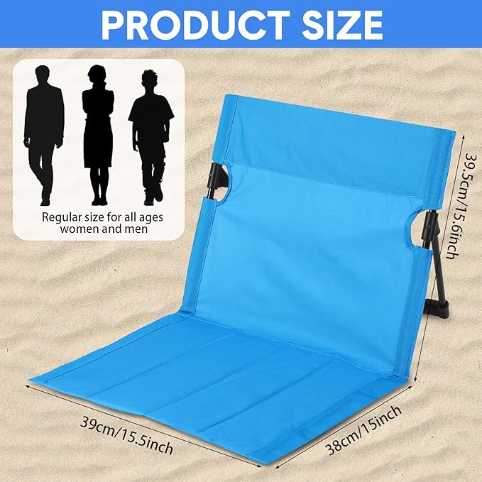 Jetec Foldable Floor Backrest Chair Portable Camping Chair with Storage Bag Light Weight Lazy Seat for Indoor Outdoor Bed Ground Park Lawn Concerts Hiking Beach(Blue)
