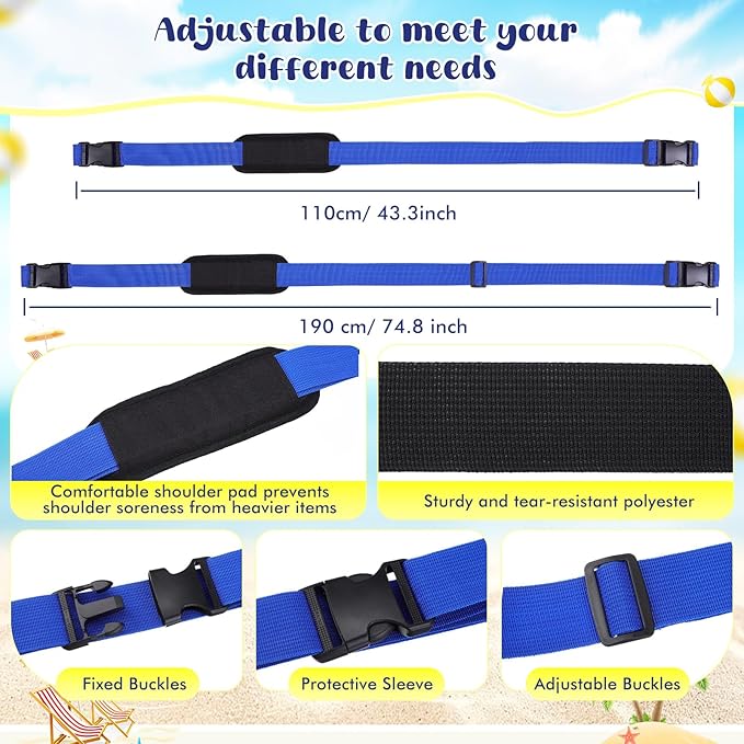 Sanwuta 10 Pcs Adjustable Beach Chair Carry Straps Universal Folding Chair Shoulder Strap for Beaches Camping Scooter Bikes Backpacking Picnics Outdoor