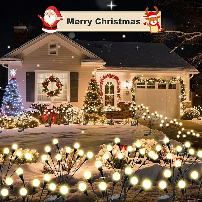 ALSO GO Solar Lights Outdoor 6 Pack 48 LEDs Firefly Lights Waterproof Solar Garden Light for Yard Patio Pathway Outdoor Decoration Gardening Gifts for Women Christmas Decor