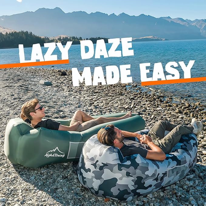 AlphaBeing Inflatable Lounger Beach Chair Accessories Air Sofa Hammock Inflatable Couch for Camping Backyard Lakeside with Compression Sacks Ideal Outdoor Gifts for Adults
