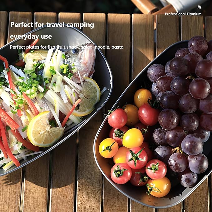 Titanium Plate Camping Picnic Tableware 32.1fl oz Cooking Utensils Extremely Light Dishes Bowl 106g (Sanding)