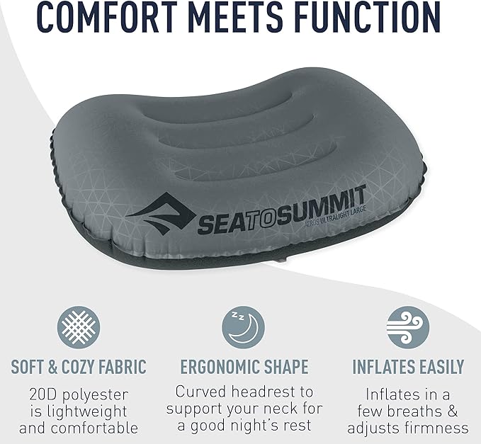 Sea to Summit Aeros Ultralight Inflatable Camping and Travel Pillow Deluxe Aqua