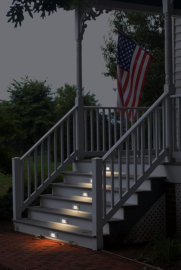 GKOLED Low Voltage Outdoor Step Lights 12V 3W Stair Lighting with Horizontal Louvered Faceplate Surface Mount Suitable for Steps Decks Pathway Yard Fences 2700K Waterproof UL Listed 6 Pack