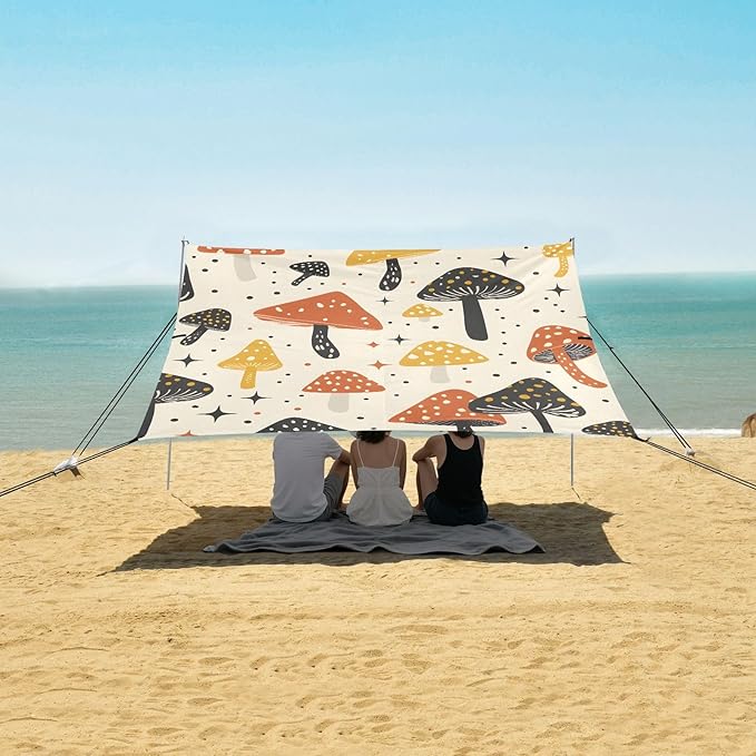 Mushroomcore Camping Sun Shelter Beach Tent Portable Beach Sun Shade Outdoor Canopy for Camping Trips Fishing Picnic