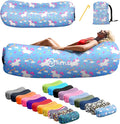 Nevlers Inflatable Lounger – Unicorn | 210T Polyester No-Pump Blow Up Couch Air Lounger | Portable Inflatable Couch for Camping Beach Festivals &amp More | 450 Lbs. Cap Air Chair w/Pockets &amp Ca