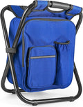 Kikerike Backpack Stool Cooler Chair Heavy Duty 300 LBS Max Load Portable Lightweight Stool Backpack Folding Fishing Cooler Seat for Camping Hunting Fishing - Dark Blue