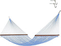 Hatteras Hammocks Deluxe Coastal Blue Duracord Rope Hammock with Free Extension Chains &amp Tree Hooks Handcrafted in The USA 450 LB Weight Capacity 13 ft. x 60 in
