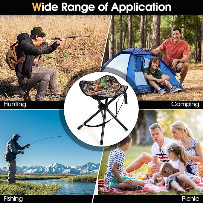 IRONMAX 2 Pack Hunting Stool Portable Camping Stool with Shoulder Strap 4 Legged Stools Hold up to 330lbs Lightweight Folding Stool for Backpacking Fishing Hiking Travel Camouflage