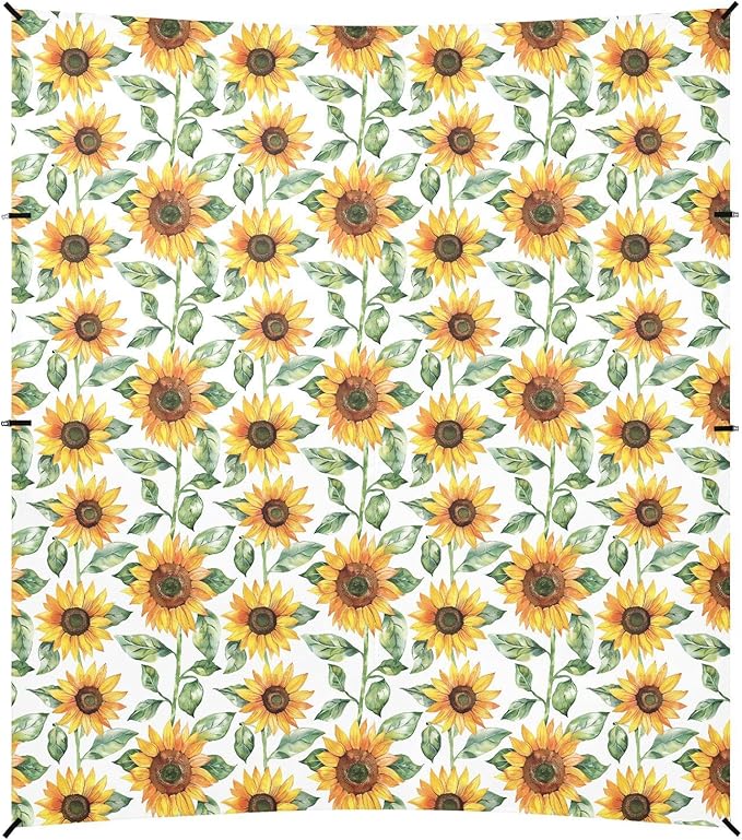 ALAZA Sunflowers Watercolour Beach Tent Sun Shelter UPF50+ Protection Beach Shade Canopy w/ 4 Sandbags for Outdoor Camping Fishing Backyard Fun Picnic 10x9 ft