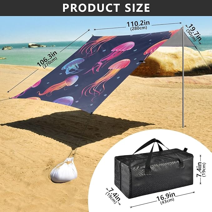 Jellyfish Camping Sun Shelter Beach Tent Portable Beach Sun Shade Outdoor Canopy for Camping Trips Fishing Picnic