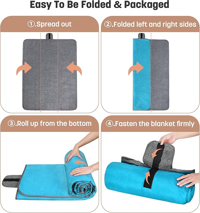 Tirrinia Waterproof Outdoor Blanket with Sherpa Lining Windproof Triple Layers Warm Comfy Foldable for Camping Stadium Beach Picnic Grass Concerts Car Dog 51''X 59'' &amp 59''X 80''