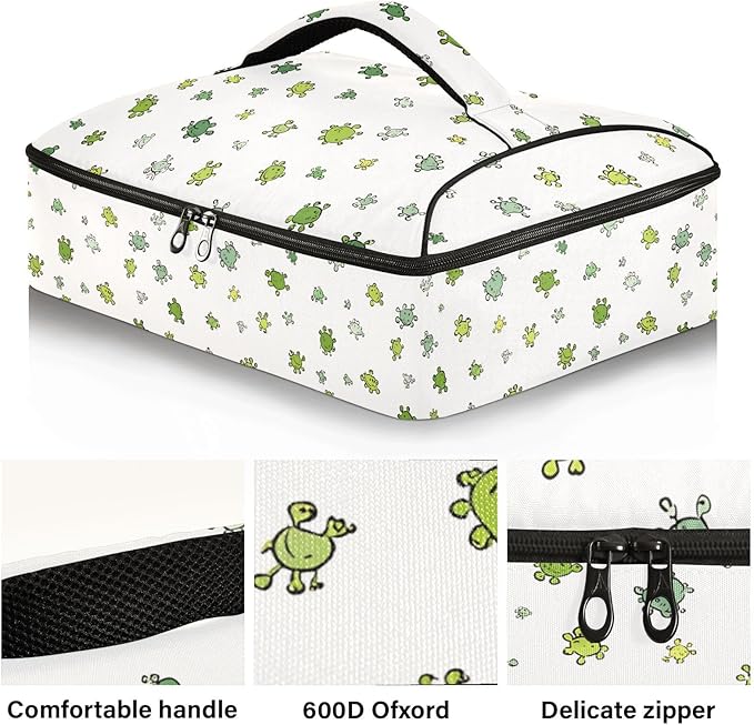 Casserole Carrier Little TurtleInsulated Casserole Carrier for Hot or Cold Food Thermal Lunch Tote for Potluck Parties Picnic Beach Fits 9 x 13 Inches Baking Dish