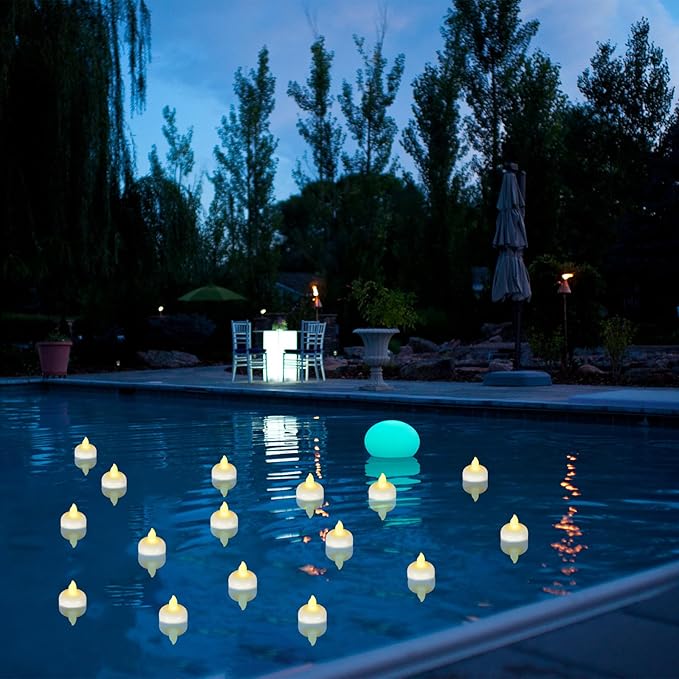 36 Pack Flameless LED Floating Waterproof Tealight Candles Battery Operated Outdoor Warm White Flickering Votive Tea light Candles Bulk for Wedding Centerpiece Vase Pond Tub SPA Decorations