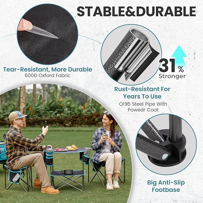 FUNDANGO Folding Tripod Stool Lightweight Portable Fishing Chair with Thick Padded Seat 440 Lbs Heavy Duty Outdoor Camping Chairs with Carry Bag for Walking Hunting Hiking Travel