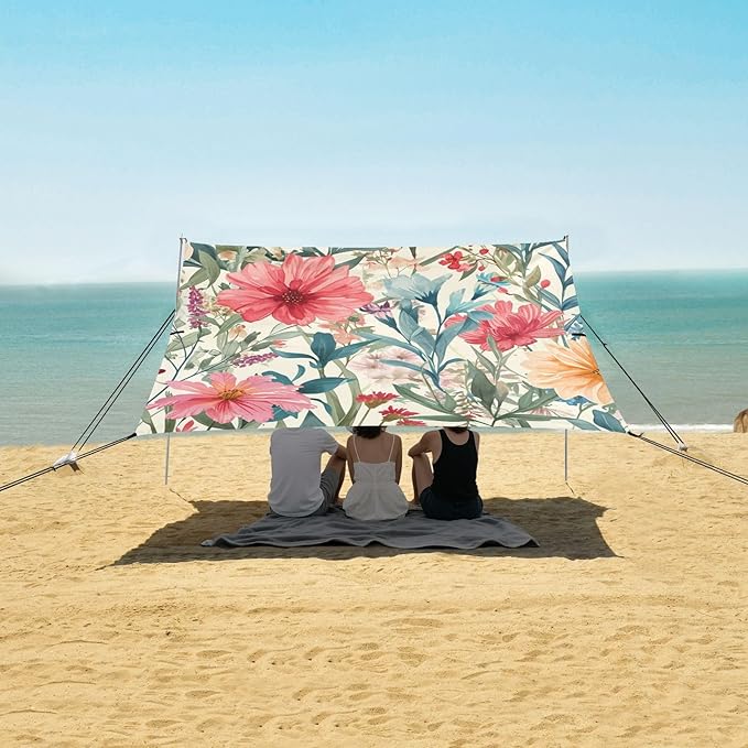 Beach Tent Sun Shelter Gorgeous Spring Flowers Lightweight &amp Easy Setup Beach Shade Canopy for Camping Fishing