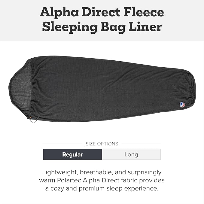 Big Agnes Alpha Direct Fleece Sleeping Bag Liner - Ultralight Backpacking Gear Lightweight Compact Breathable