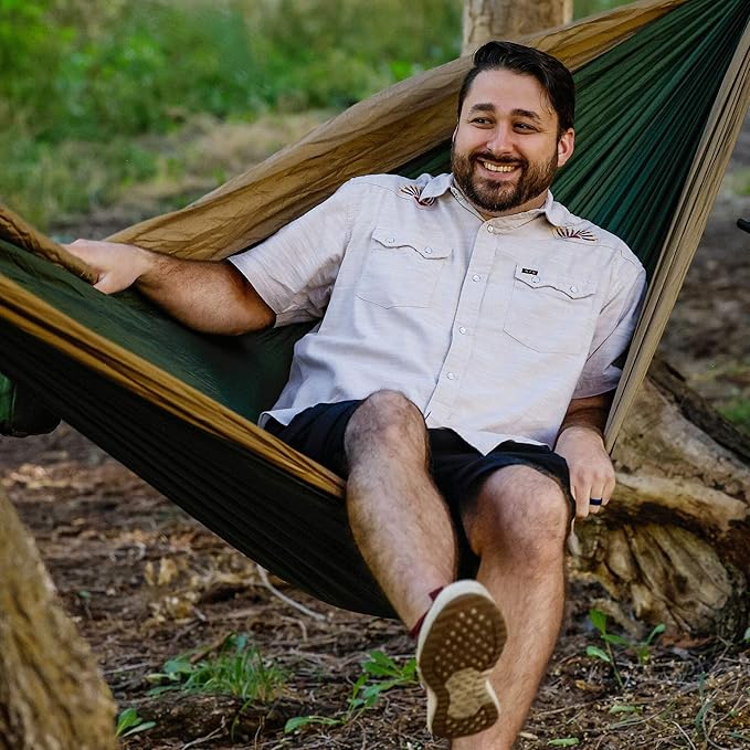GRAND TRUNK TrunkTech Double Hammock | Ultra-Strong &amp Lightweight | 11 ft Hammock with Ripstop Nylon | 500 lb Capacity | Fast-Drying &amp Weather-Resistant | Crimson/Charcoal