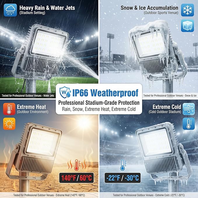 XXBSAZ LED Flood Light Outdoor High Power Commercial Work Light IP66 Waterproof Daylight Super Bright Security Stadium Lights for Parking Lots Warehouses Yard (2 300 Watts)