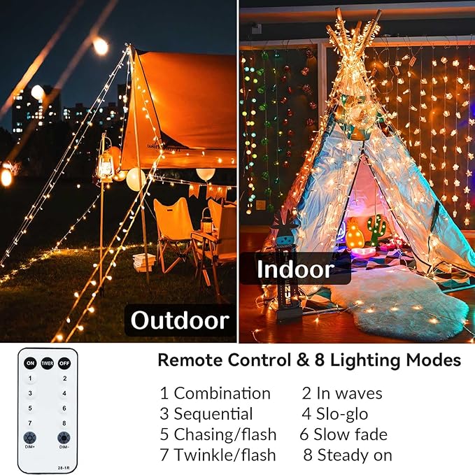 Orange Halloween Lights 800LED 330FT Orange String Lights 8 Modes Timer Plug in Waterproof Indoor Outdoor Orange Christmas Lights for Halloween Christmas Garden Party Decoration