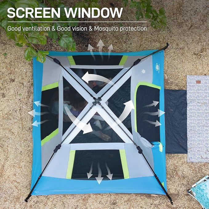 EVER ADVANCED 4 Person Blackout Camping Tent 60s Easy Setup Instant Cabin Tent for Family 4000mm Water-Resistant &amp UV Protection Light-Blocking Tent with Rainfly for Outdoor Travel 8' x 7' x 59