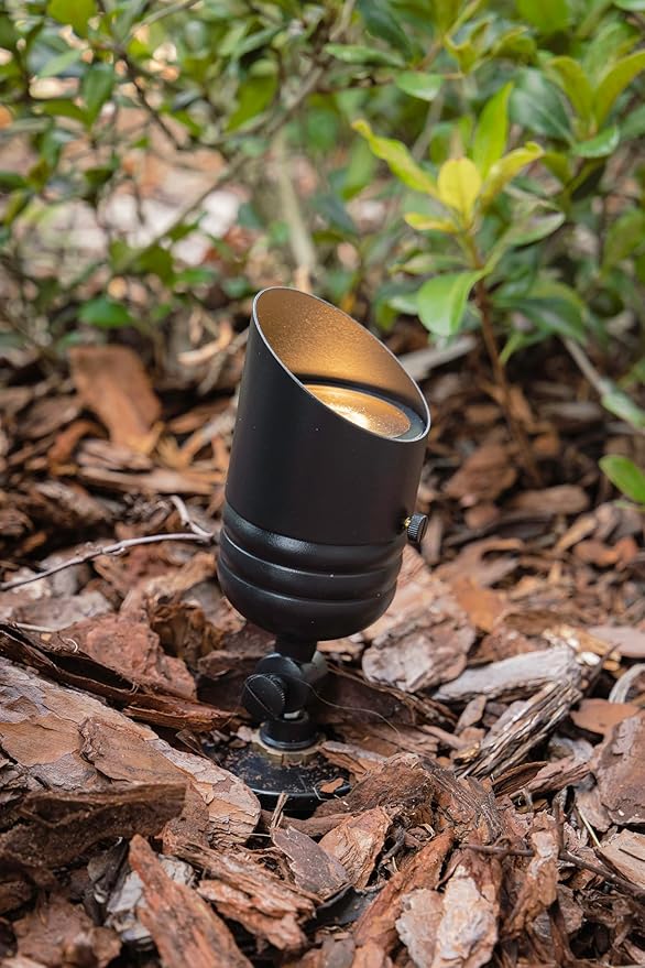 VOLT Fat Boy 12V Brass Outdoor Spotlight (Black) for Low Voltage Landscape Lighting of Yard Lawn Garden Patio Trees &amp House
