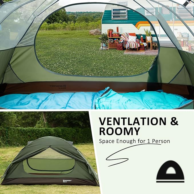 Bessport Mummy Sleeping Bag and Camping Tent 1 Person Tent Waterproof Two Doors Backpacking Tent Easy Setup Lightweight for Outdoor Hiking Mountaineering Travel
