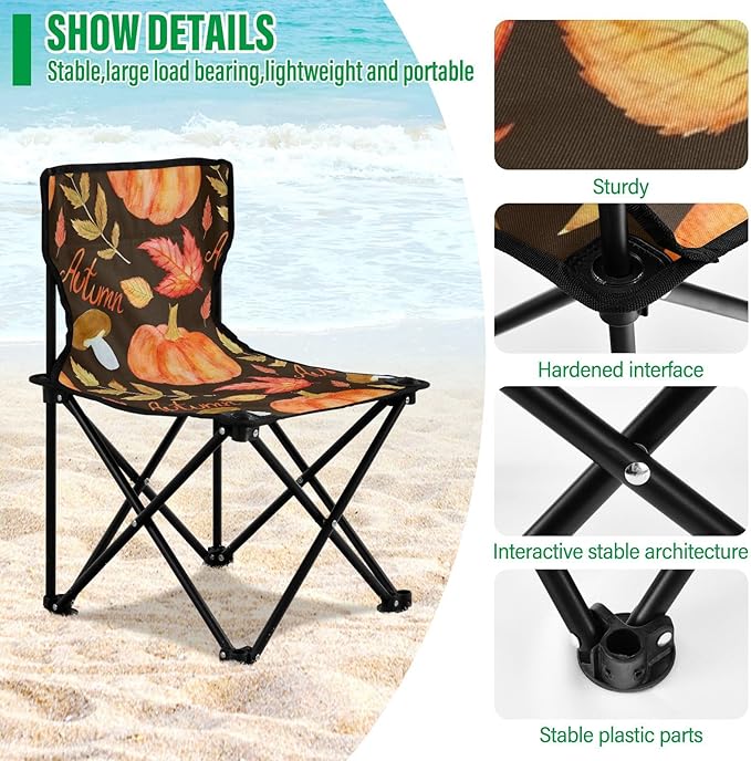 Packable Camping Chair Bright Autumn Pattern Backpack Backpacking Ultra Lightweight with Carrying Bag Ice Fishing for Sports