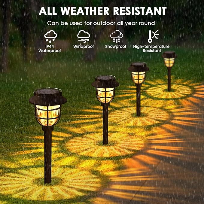 10 Pack Solar Pathway Lights Outdoor- Bright Solar Powered Garden Light with 3000K Warm LED Auto On/Off Waterproof Path Lights Decorative Landscape Lighting for Yard Patio Walkway Driveway