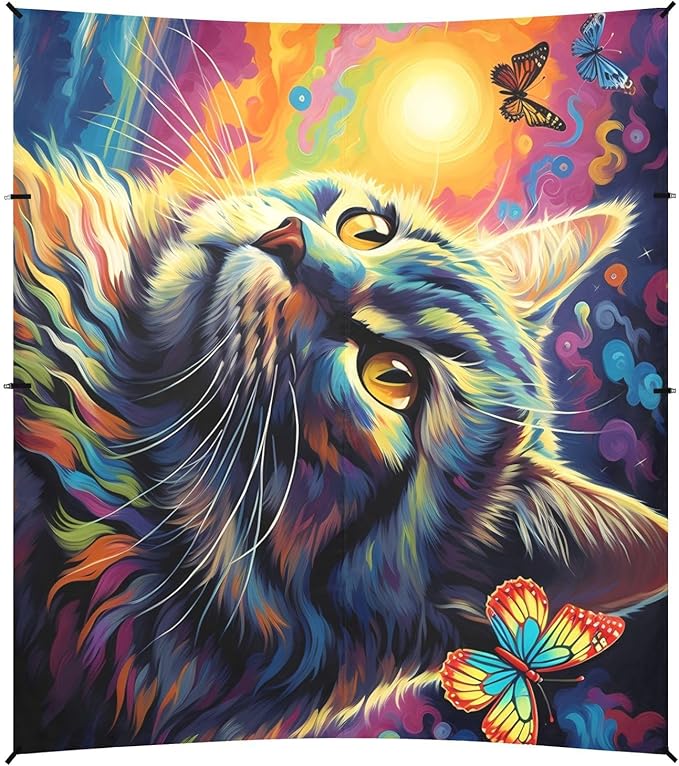 Oil Painting Cat PrintCamping Sun Shelters 9.2 x 10.5 FT Beach Canopy Tent Sun Shade with Carrying Bag for Camping Trips Fishing Backyard Fun or Picnics 21340270