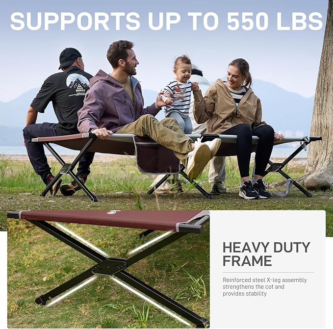 EVER ADVANCED Extra Wide Camping Cot for Adults Oversized XXL Sleeping Cots Folding Cot Bed with Carry Bag 84.3 L x 41.9 W Support to 550 lbs