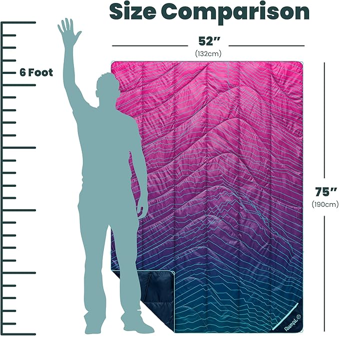 Rumpl Backcountry Puffy Blanket - Packing Comfort Into Uncomfortable Places 100% Recycled Polyester Insulation Lightweight Packable Water Resistant 52 x 75 Moraine